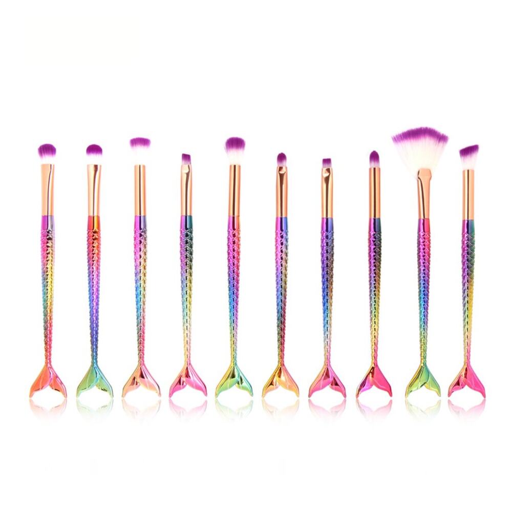 Mermaid Tail Eye Make Up Brushes, 10 Piece Set, New with Tags